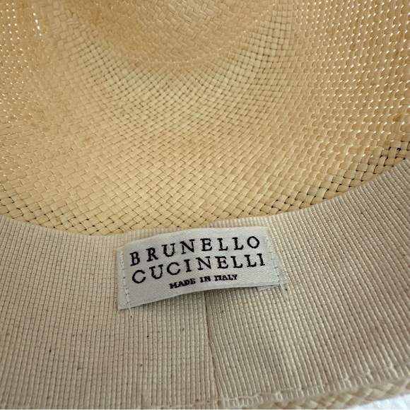 NEW!!! Brunello Cucinelli Straw Fedora Hat with Rhinestone Brooch $1795 - Picture 2 of 6